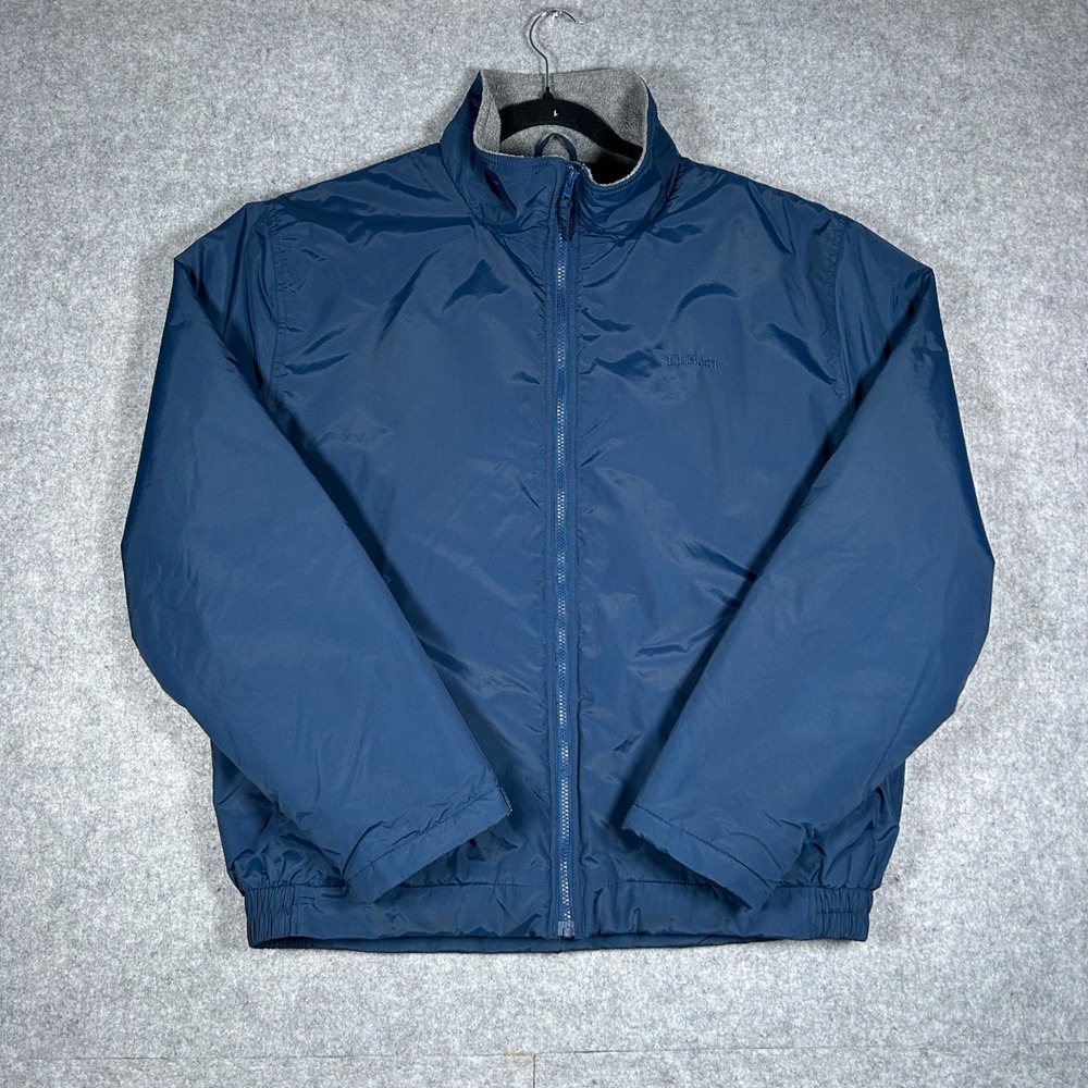 LL Bean Jacket Mens XL Blue Warm Up Fleece Lined‎ Full Zip Bomber Windbreaker